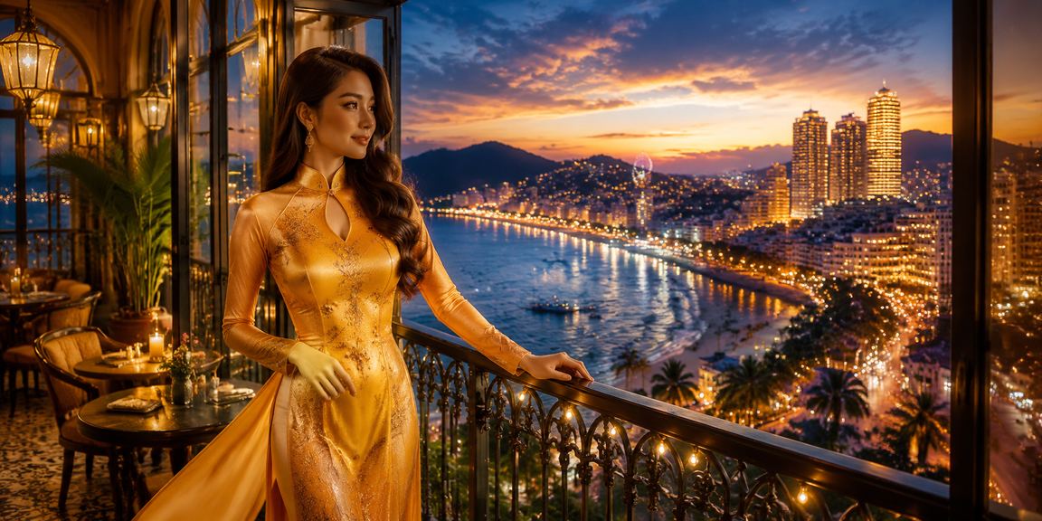 Người dùng Phú Quốc tham gia cá cược và giải trí trực tuyến trong trang phục áo dài truyền thống